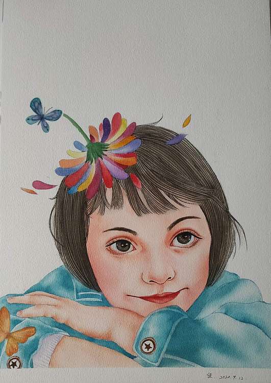永遇乐 水彩 你笑起来真好看