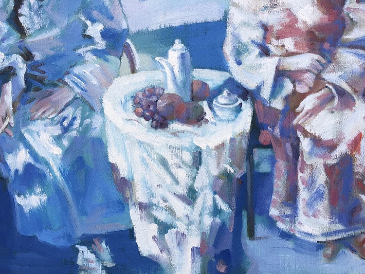 黄振能手绘油画作品巜宫》
