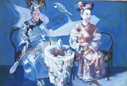 黄振能手绘油画作品巜宫》