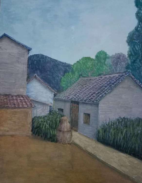原创油画风景《故土》