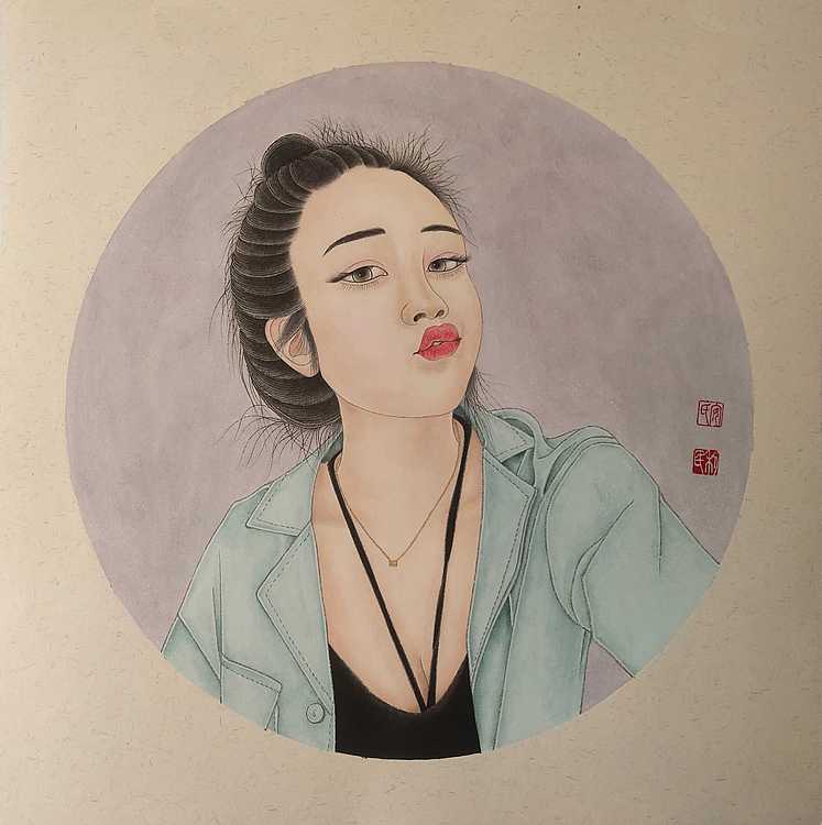 青年潜力画家  河北省工笔画学会  安利民  精品工笔人物  女孩