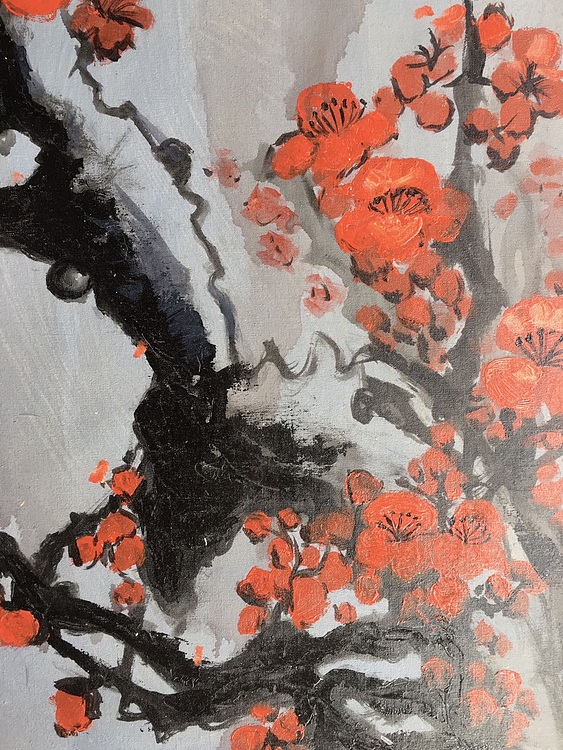 黄明灯手绘油画作品巜争奇斗艳》