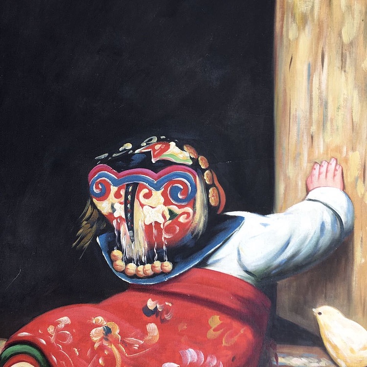 张嘉應手绘油画作品巜门槛》