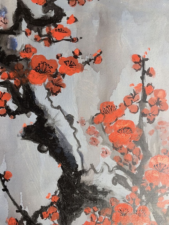 黄明灯手绘油画作品巜争奇斗艳》