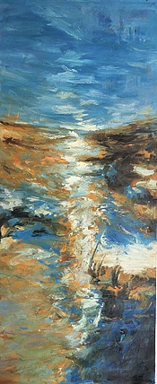 黄振能手绘油画作品巜山河》