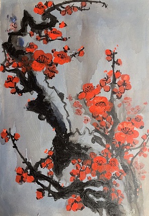 黄明灯手绘油画作品巜争奇斗艳》