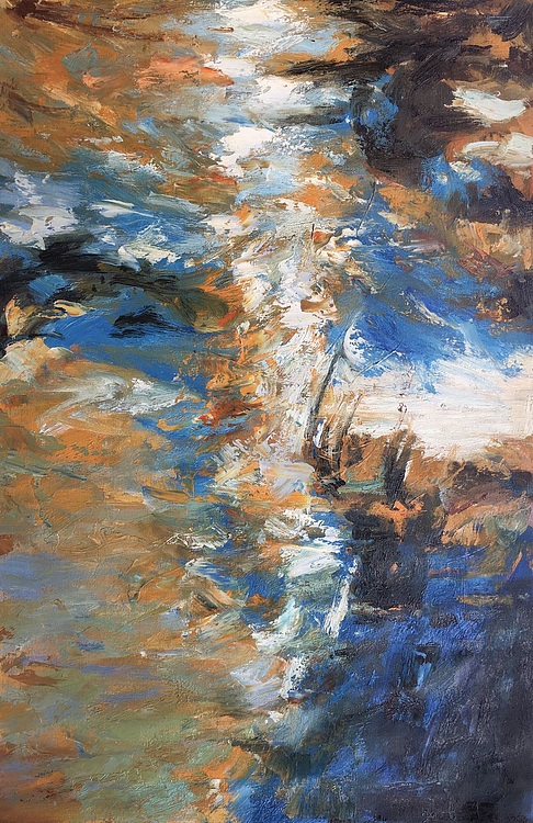 黄振能手绘油画作品巜山河》