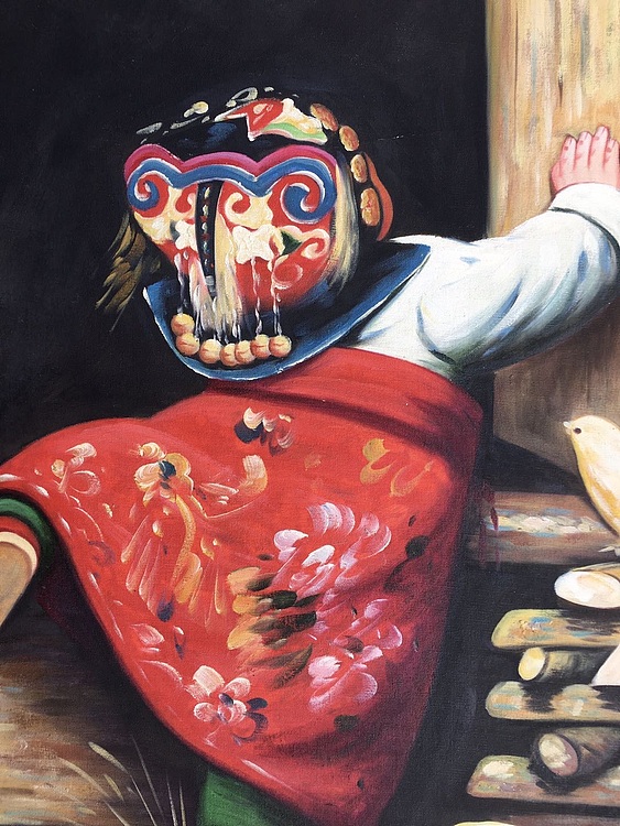 张嘉應手绘油画作品巜门槛》