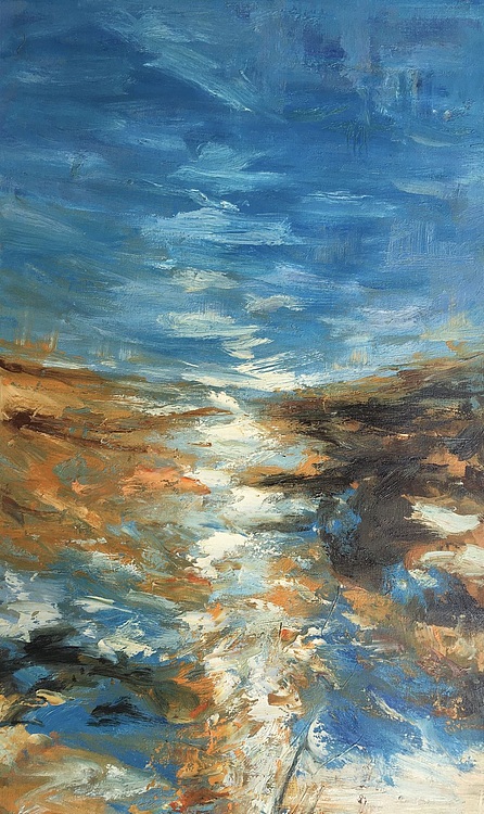 黄振能手绘油画作品巜山河》
