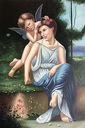 张嘉應手绘油画作品巜天使之吻》