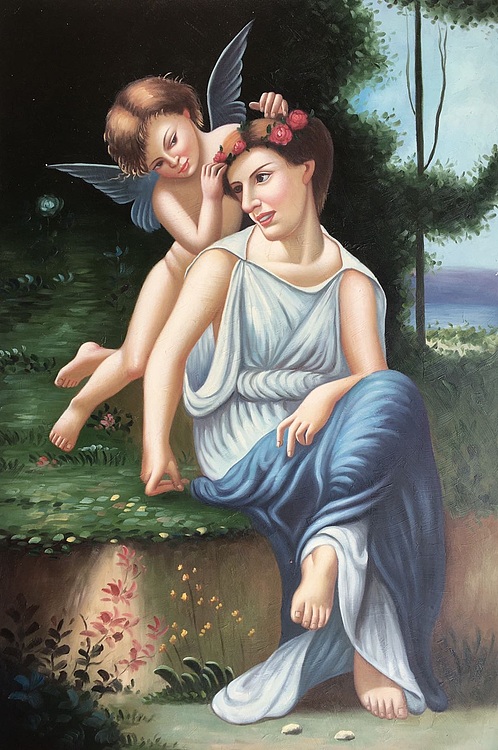 张嘉應手绘油画作品巜天使之吻》