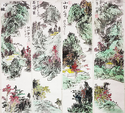新入画家宗铁民精品四条屏