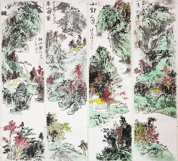 新入画家宗铁民精品四条屏