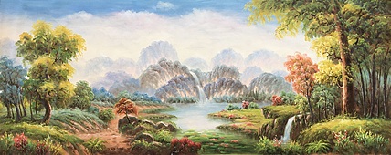 林艺楠手绘油画作品《秋风徐徐》