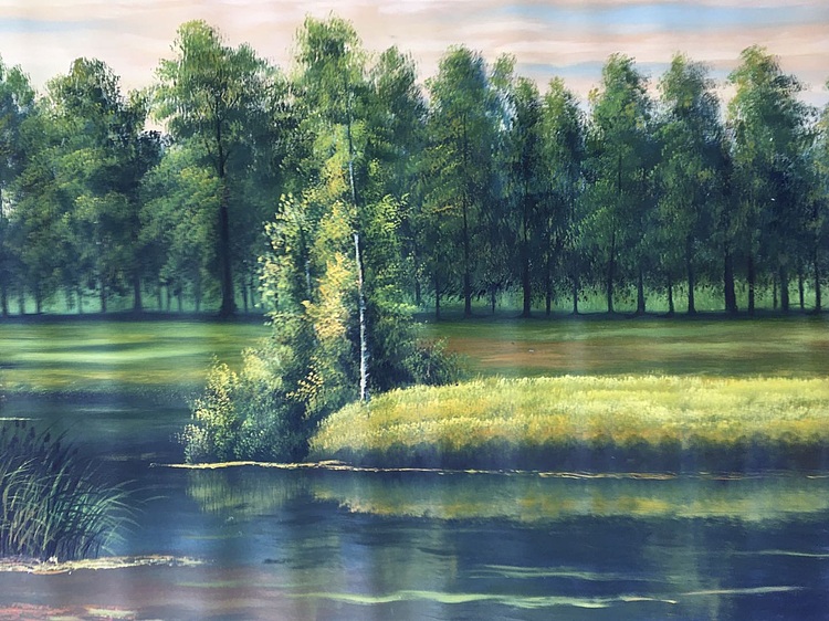 林艺楠手绘油画作品《暖风》