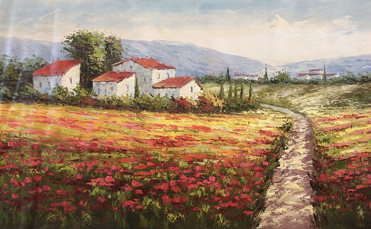 黄明灯手绘油画作品《花海》