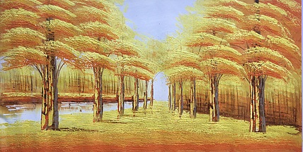 黄明灯手绘油画作品《黄金满地》