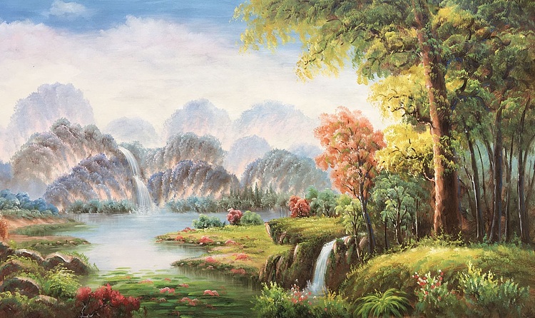林艺楠手绘油画作品《秋风徐徐》