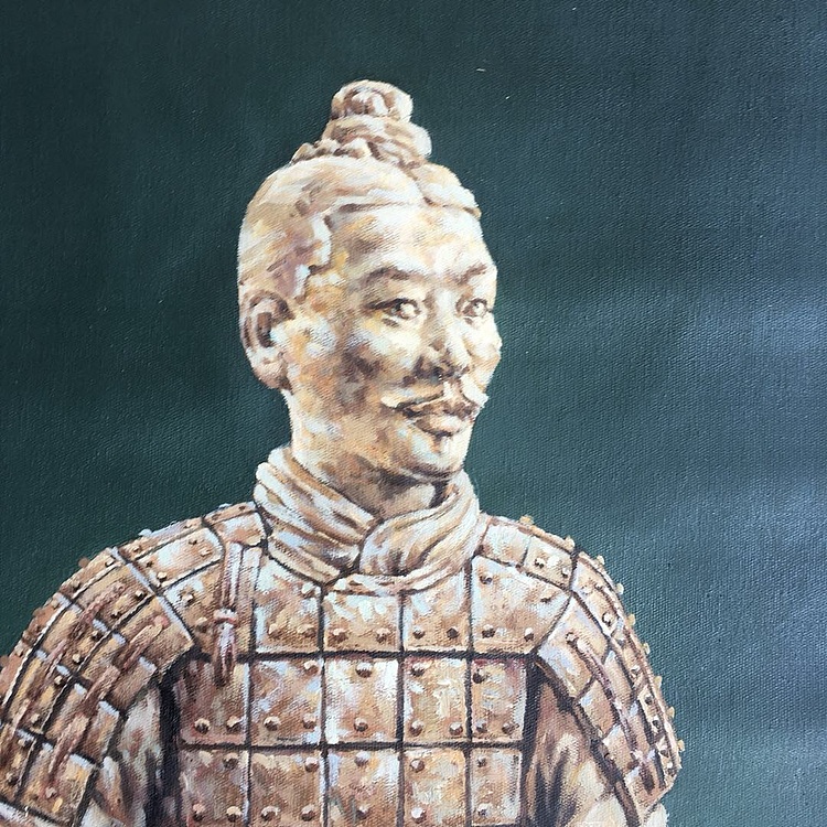 北京东方油画创作院副院长  陈一茗真迹，手绘作品  《 A兵马俑》