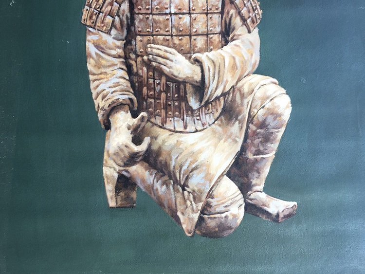 北京东方油画创作院副院长  陈一茗真迹，手绘作品  《 A兵马俑》