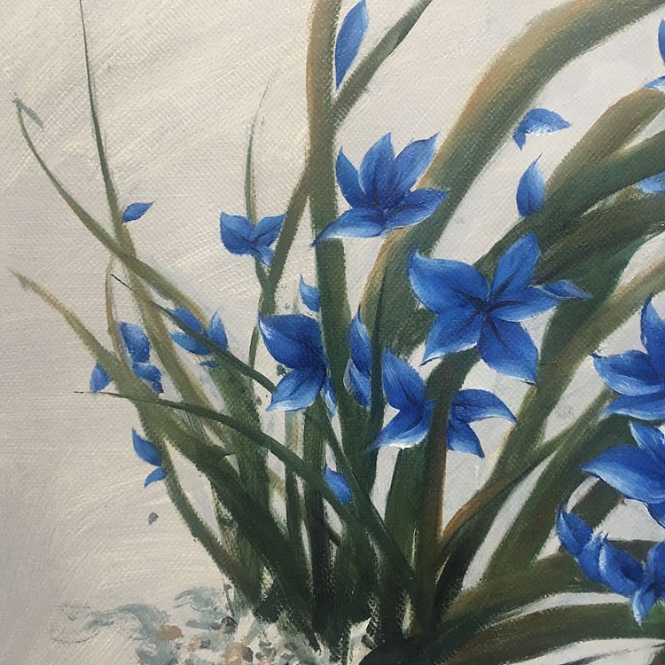 黄明灯手绘油画作品《君子之交》