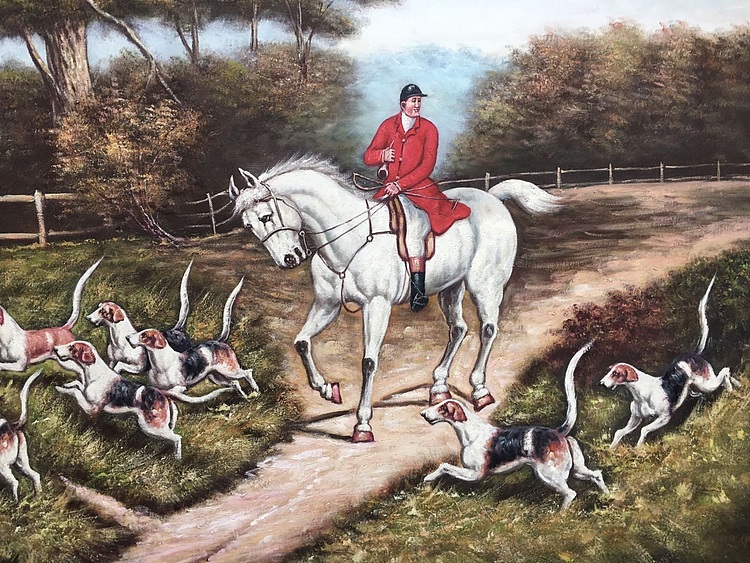 陈顺强手绘油画作品《猎场》