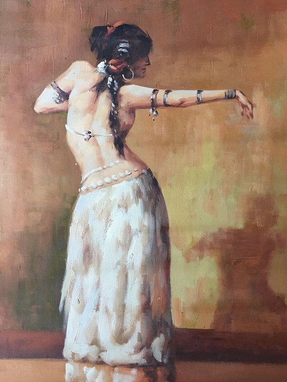 黄振能手绘油画作品《心灵舞者》
