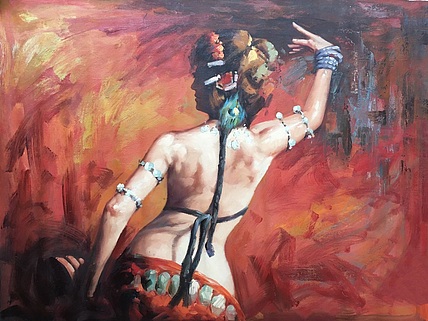 黄振能手绘油画作品《姿态万千》
