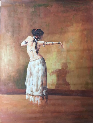 黄振能手绘油画作品《心灵舞者》