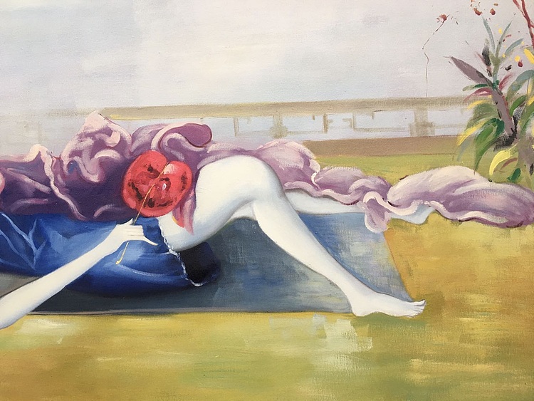 黄振能手绘油画作品《佳人》