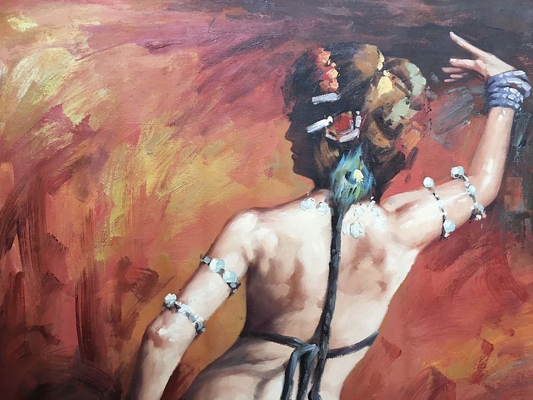 黄振能手绘油画作品《姿态万千》