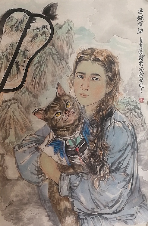大学讲师 中央美院硕士 中美协会员 刘结锋 国画人物精品 迷蝶有语