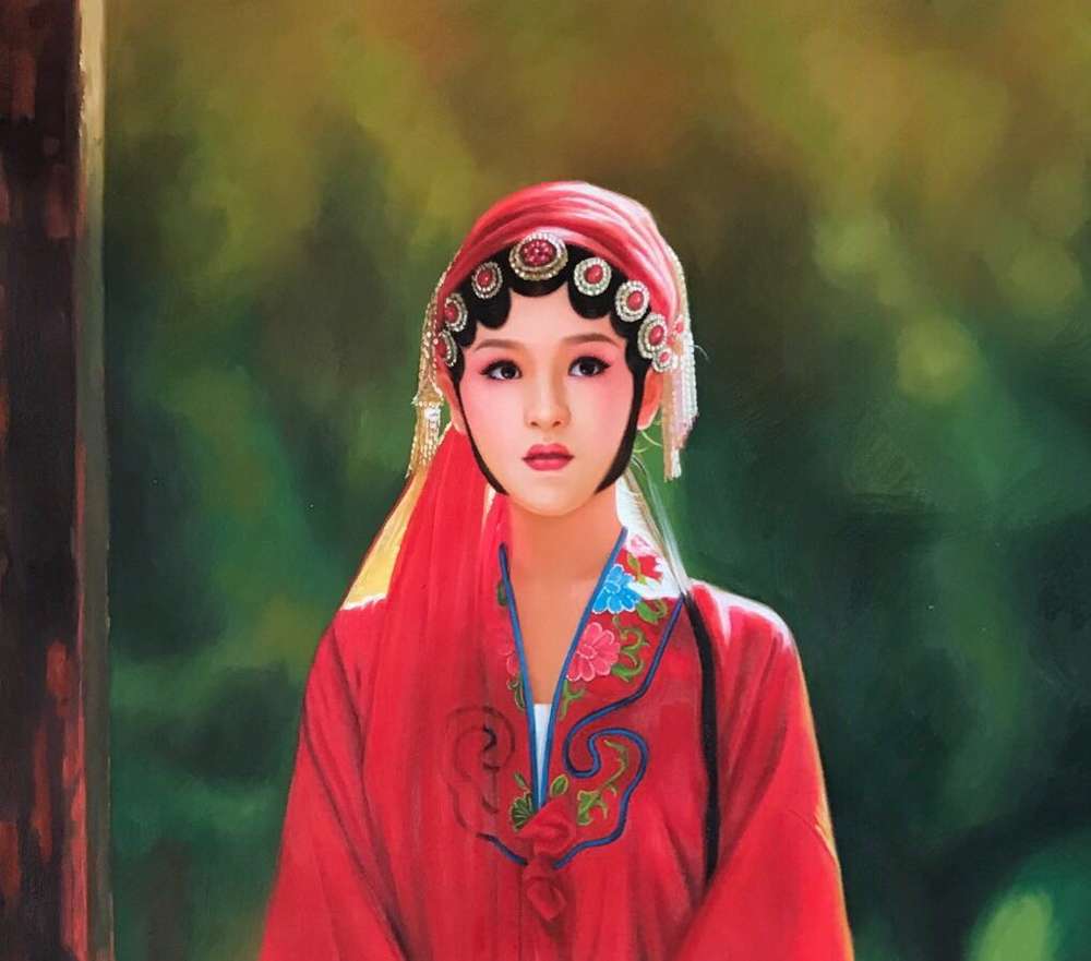 大尺幅——北京东方油画创作院副院长 陈一茗真迹,手绘作品 《青衣》