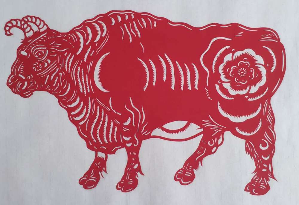 秋实 手工剪纸《五牛图》