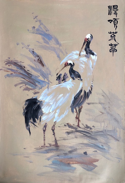 黄振能手绘油画作品《得领芃蒿》
