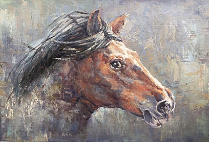 黄振能手绘油画作品《风》
