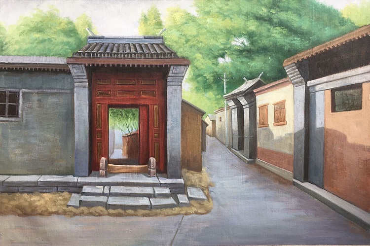 邹志兴手绘油画作品《回忆》