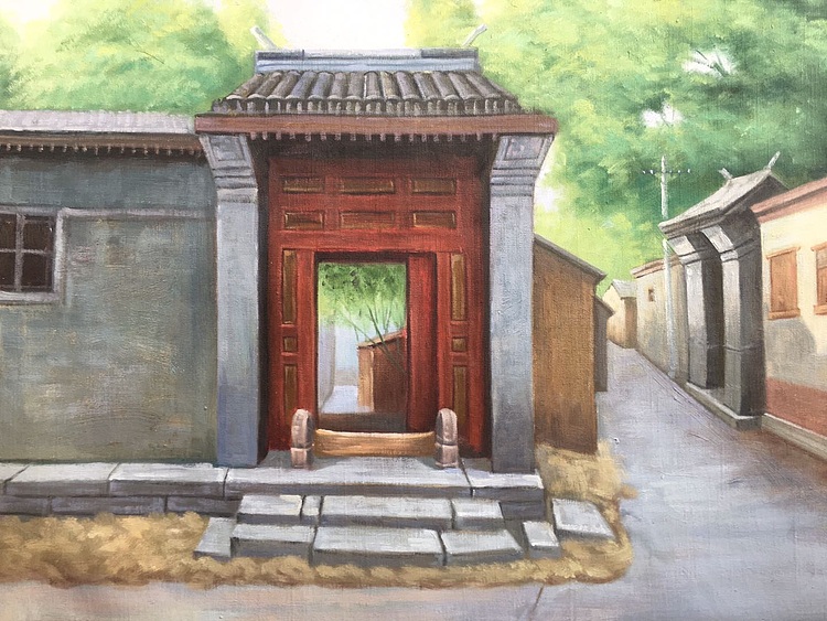 邹志兴手绘油画作品《回忆》
