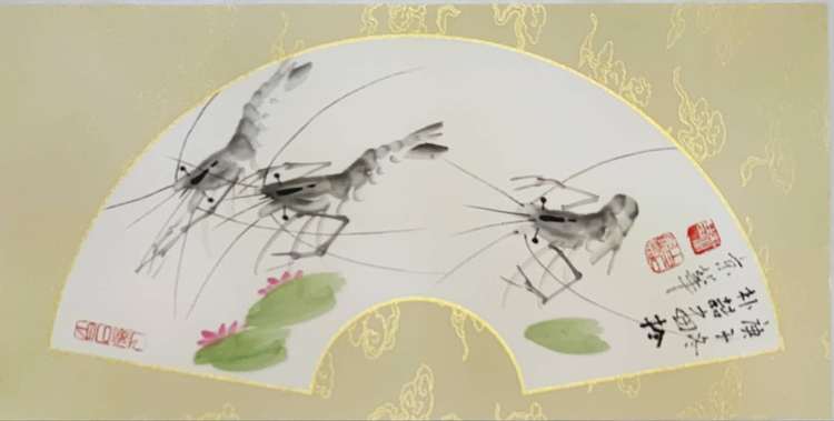 67 名家后裔&mdash;&mdash;白石孙媳  朴喆 扇面 带合影