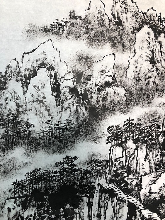 河北省美协会员 北京名家 长城碑林有刻其画作 田铁柱焦墨山水