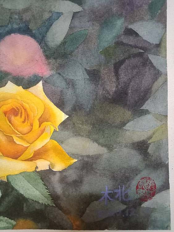 王红桃 花园里的黄玫瑰