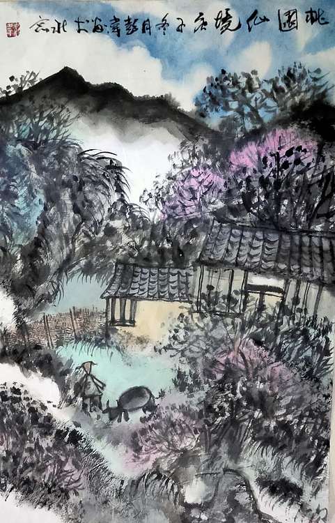 彭韦 中国陶瓷绘画艺术研究院院长   美协会员《桃园仙境》
