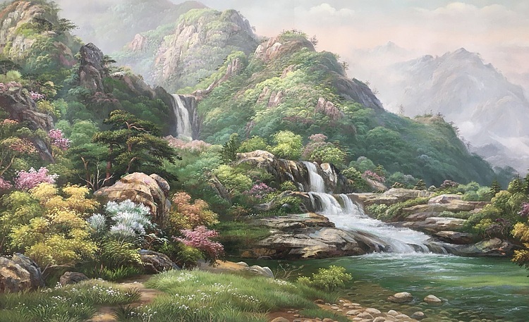 陈一茗 《高山流水》巨幅油画作品10