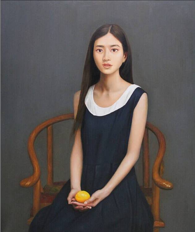 著名写实油画家 孙冰 精品创作《静坐的少女》10
