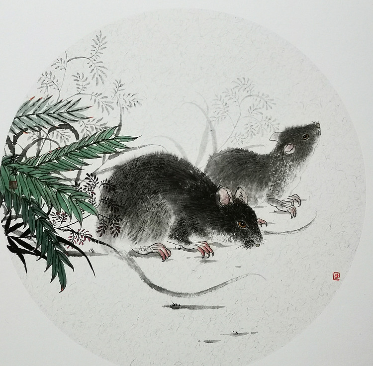 黑龙江美术家协会理事 中国美协会员 陈敬友生肖鼠-国画-艺品万家