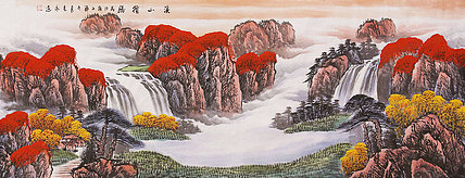小六尺山水鸿运当头 职业画家 克永