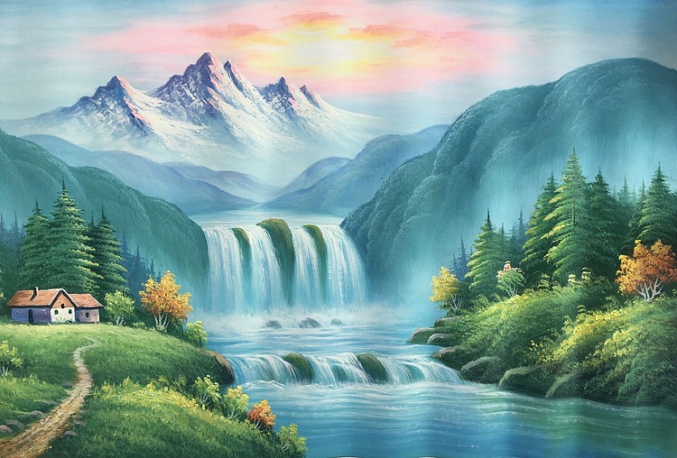 黄明灯手绘油画作品《金光》