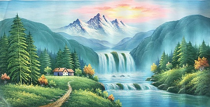 黄明灯手绘油画作品《金光》