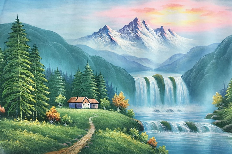 黄明灯手绘油画作品《金光》