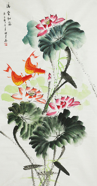 四尺整张荷花——画家雅君